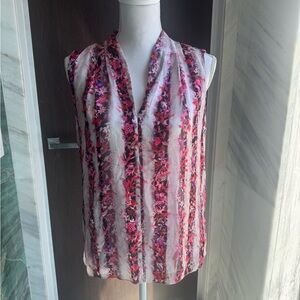 ELIE TAHARI Silk Floral Sleeveless Tank